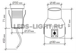 Грунтовый светодиодный светильник B2AR0106 DC24V 3.6W 30' IP67 RGB (3 in 1) схема